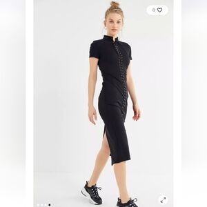 Urban Outfitters NWTs Lace-Up Mock Neck Midi Dress